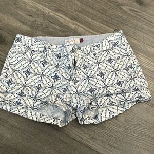 White and blue patterned shorts